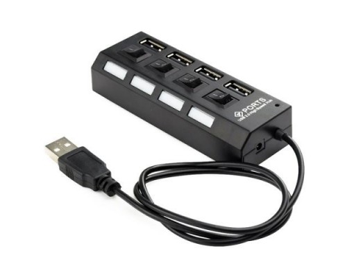 Концентратор USB 2.0 Gembird UHB-U2P4-02 с подсветкой и выключателем, 4 порта, блистер (UHB-U2P4-02)
