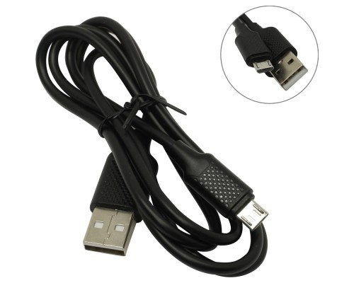 Harper USB A - Micro USB, BCH-321 Black (Кабель (ПВХ) для зарядки и синхронизации, 2A, Быстрая зарядка.)