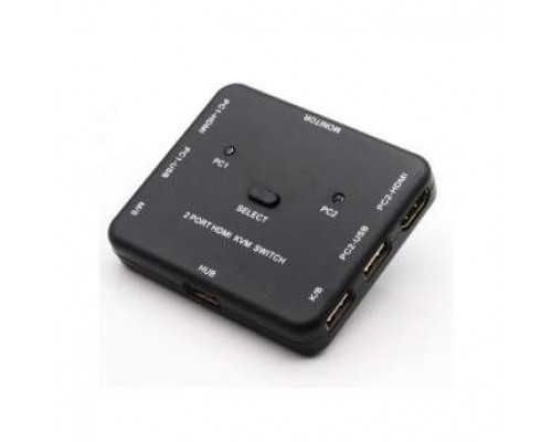 ORIENT HS21, HDMI KVM переключатель на 2 устройства, порты HDM + 2xUSB (клавиатура+мышь), поддержка 4K@30Hz, кнопка переключения на корпусе, не требуется внешнее питание (31066)