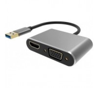 VCOM CU322M Кабель-переходник USB 3.0 (Am) --&gt; HDMI(f)+VGA(f), Aluminum Shell