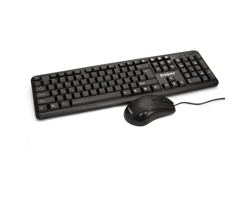 Exegate EX286204RUS Комплект ExeGate Professional Standard Combo MK120 (клавиатура влагозащищенная 104кл.+ мышь оптическая 1000dpi,3 кнопки и колесо прокрутки; USB,длина кабелей 1,5м,черный,ColorBox)