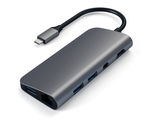 USB адаптер Satechi Aluminum Type-C Multimedia Adapter. Цвет серый космос. (ST-TCMM8PAM)