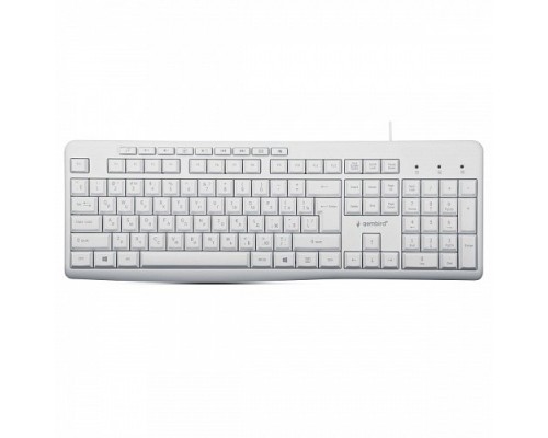 Gembird KB-8430M, USB, белый, 113 клавиш, 9 кнопок управления мультимедиая, кабель 1,5м