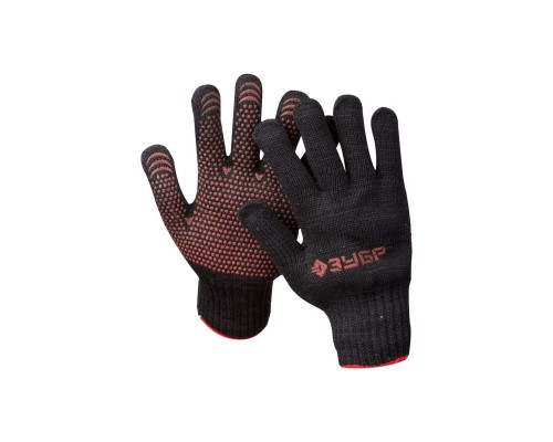 ЗУБР МАСТЕР, размер L-XL, перчатки трикотажные утепленные, с ПВХ покрытием (точка), 10 пар в упаковке. 11462-H10