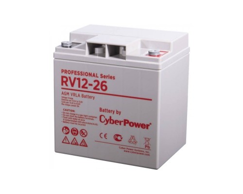 CyberPower Аккумуляторная батарея RV 12-26 12V/26Ah клемма М6, ДхШхВ 166х125х175мм, высота с клеммами 175, вес 9,2кг, срок службы 8 лет