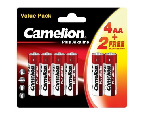 Camelion LR6 Plus Alkaline 4+2 (4+2LR6-BP, батарейка,1.5В)