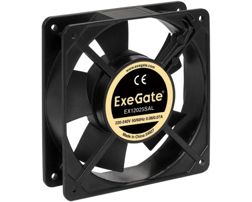 Exegate EX289015RUS Вентилятор 220В ExeGate EX12025SAL (120x120x25 мм, Sleeve bearing (подшипник скольжения), подводящий провод 30 см, 2100RPM, 32dBA)
