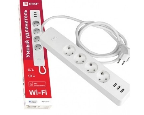 EKF RCE-1-WF Умный удлинитель EKF Connect Wi-Fi c USB