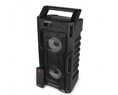 SVEN PS-435, черный, акустическая система 2.0, мощность 2x10 Вт (RMS), TWS, Bluetooth, FM, USB, microSD, LED-дисплей, ПДУ, встроенный аккумулятор