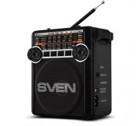 SVEN SRP-355, черный, радиоприемник (мощность 3 Вт (RMS), FM/AM/SW, USB, SD/microSD, фонарь, встроенный аккумулятор)