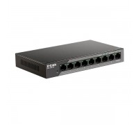 D-Link DSS-100E-9P/B1A Неуправляемый коммутатор с 8 портами 10/100Base-TX и 1 портом 10/100/1000Base-T (8 портов PoE 802.3af/at, PoE-бюджет 92 Вт, дальность до 250 м)