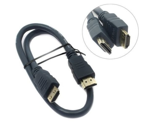 Wize CP-HM-HM-0.5M Кабель HDMI, 0.5 м, v.2.0, K-Lock, soft cable, 19M/19M, позол.разъемы, экран, темно-серый, пакет