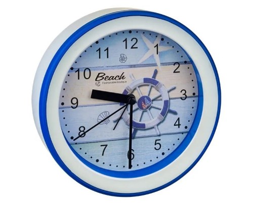 Perfeo Quartz часы-будильник PF-TC-009, круглые диам. 15,3 см, подвес на стену, штурвал