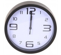 Perfeo Настенные часы PF-WC-001, круглые д. 20 см, чёрный корпус / белый циферблат