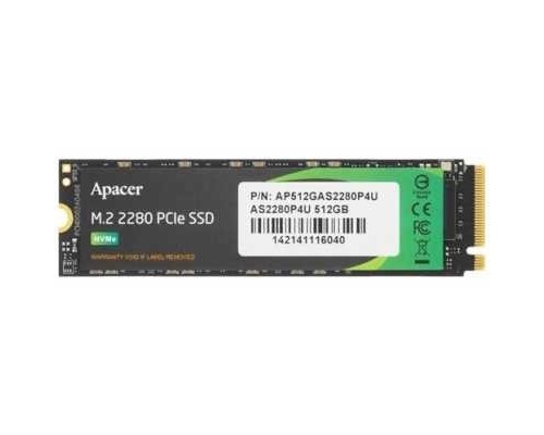 M.2 2280 512GB Apacer AS2280P4U Client SSD AP512GAS2280P4U-1 PCIe Gen3x4 with NVMe, 3500/2300, IOPS 400/600K, MTBF 1.8M, 3D NAND, DRAM-lessMB, 350TBW, 0,37DWPD, RTL (919311)