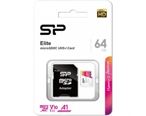 Micro SecureDigital 64GB Silicon Power SP064GBSTXBV1V20SP Elite + adapter Class10