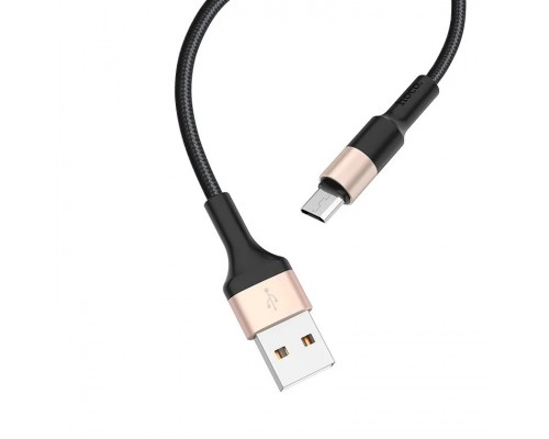 HOCO HC-80213 X26/ USB кабель Micro/ 1m/ 2A/ Нейлон/ Black&Gold