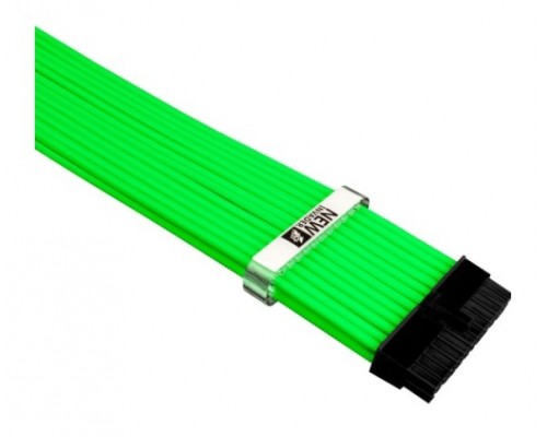 1STPLAYER NGE-001 Комплект кабелей-удлинителей для БП / 1x24pin ATX, 2xP8(4+4)pin EPS, 2xP8(6+2)pin PCI-E / premium nylon / 350mm / NEON GREEN