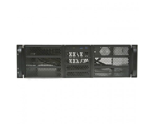 Procase 3U server case,6x5.25+4HDD,черный,без блока питания(2U,2U-redundant),глубина 550мм,MB CEB 12x10.5,8slot,панель вентиляторов 3*120x25 PWM