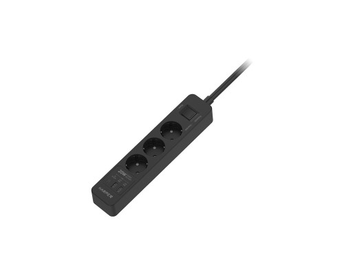 Harper Сетевой фильтр с USB зарядкой UCH-350 Black PD3.0 (3 роз.,1,5м., 2xUSB+1xType-C портами, 4000W) H00003196