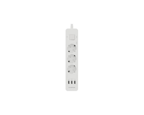 Harper Сетевой фильтр с USB зарядкой UCH-360 White (3 роз.,3м.,3 x USB 2.4A (max 3.4A), 4000W) H00003012
