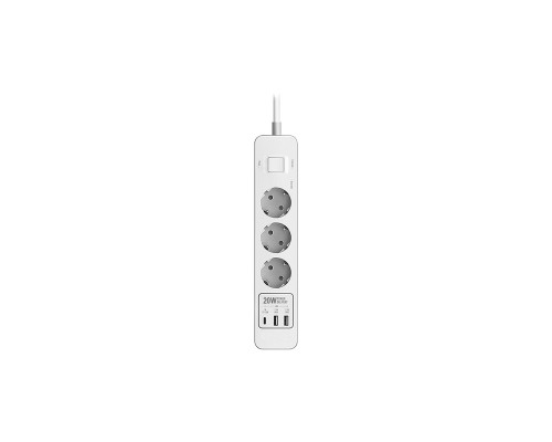 Harper Сетевой фильтр с USB зарядкой UCH-430 White PD3.0 (3 роз.,3м., 2xUSB+1xType-C портами, 4000W) H00003201