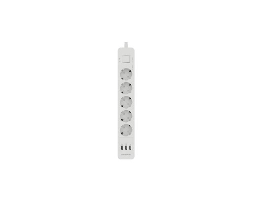 Harper Сетевой фильтр с USB зарядкой UCH-530 White (5 роз.,1,5м.,3 x USB 2.4A (max 3.4A), 4000W) H00002264