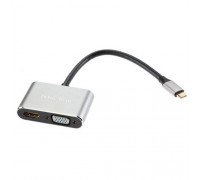 VCOM TUC055 Кабель-концентратор USB3.1 TypeCm --&gt;HDMI+USB3.0+PD+VGA Alum Grey 4K@30Hz, Telecom&lt;TUC055&gt; 6926123465530