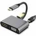 VCOM TUC055 Кабель-концентратор USB3.1 TypeCm --&gt;HDMI+USB3.0+PD+VGA Alum Grey 4K@30Hz, Telecom&lt;TUC055&gt; 6926123465530