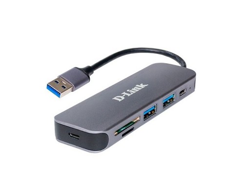 D-Link DUB-1325/A2A Концентратор с 2 портами USB 3.0, 1 портом USB Type-C, слотами для карт SD и microSD и разъемом USB 3.0