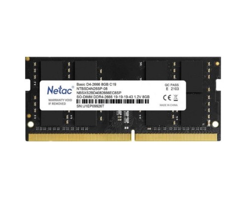 Память SO-DIMM DDR4 8Gb PC21300 2666MHz CL19 Netac 1.2V (NTBSD4N26SP-08)