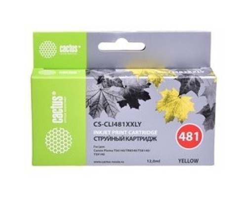 Картридж струйный Cactus CS-CLI481XXLY желтый (12мл) для Canon Pixma TR7540/TR8540/TS6140/TS8140