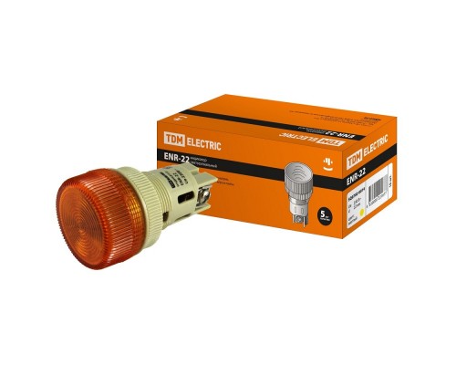 TDM SQ0702-0014 Лампа ENR-22 сигнальная d22 мм желтый неон/230В цилиндр