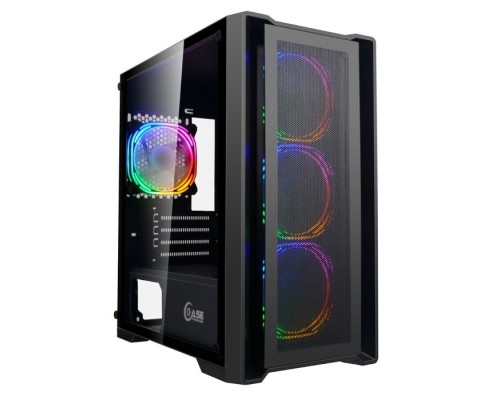 Powercase Attica X4B, Tempered Glass, 4x 120mm 5-color fan, чёрный, E-ATX (CAEB-L4)