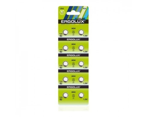 Ergolux AG 4 BL-10 (AG4-BP10, LR66 /LR626 /177 /377 батарейка для часов) (10 шт. в уп-ке)