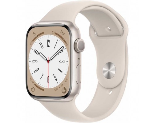 Apple Watch Series 8, 45 мм, корпус из алюминия цвета сияющая звезда, спортивный ремешок цвета сияющая звезда, размер M/L MNUQ3LL/A (США)