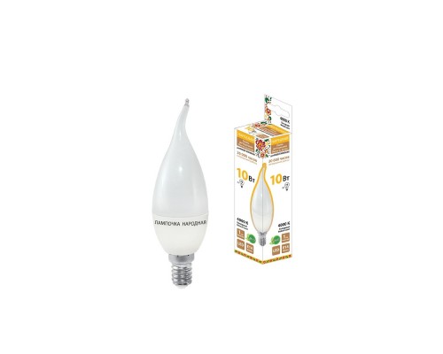 TDM SQ0340-1600 Лампа светодиодная WFC37-10 Вт-230 В -4000 K–E14 (свеча на ветру) Народная