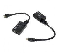 ORIENT VE044, HDMI extender (Tx+Rx), активный удлинитель до 60 м по витой паре Cat5e/6, HDMI 1.4а, 1080p@60Hz/3D, HDCP, питание от внешнего БП 5В/1А, встроенные кабели HDMI M (31094)