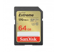 SecureDigital 64GB Sandisk Extreme SDXC Card 170MB/s CL10 V30 UHS-I U3