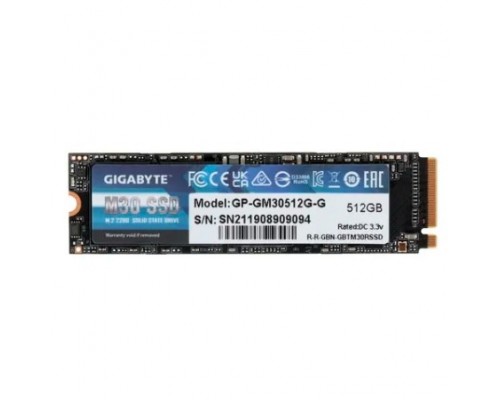 M.2 2280 512GB Gigabyte M30 Client SSD GP-GM30512G-G PCIe Gen3x4 with NVMe, 3500/2600, IOPS 350/302K, MTBF 2M, 3D TLC, 2048MB, 350TBW, 0,37DWPD, RTL (822828)