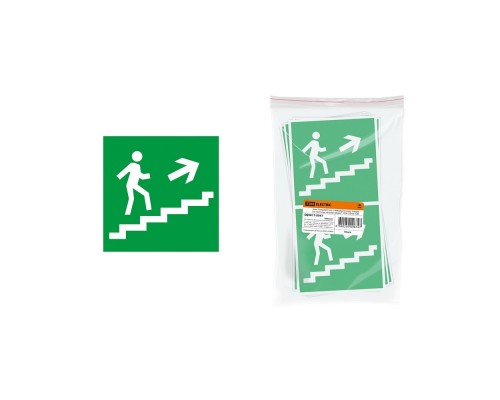 TDM SQ0817-0047 Знак Направление к эвакуационному выходу (по лестнице направо вверх) 150х150мм