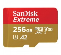Micro SecureDigital 256GB SanDisk microSDXC Class 10 UHS-I A2 C10 V30 U3 Extreme 190MB/s SDSQXAV-256G-GN6MN