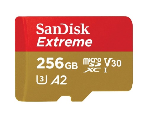 Micro SecureDigital 256GB SanDisk microSDXC Class 10 UHS-I A2 C10 V30 U3 Extreme 190MB/s SDSQXAV-256G-GN6MN