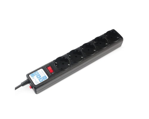 PowerCube Фильтр-удлинитель (SPG5-В1) 0.5 м, 5 розеток, д/подкл. к UPS (C14),10А/2,2кВт, черный