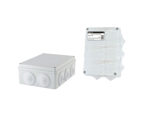 TDM SQ1401-1243 Распаячная коробка ОП 190х140х70мм, крышка, IP44, 10 гермовводов, инд. штрихкод,