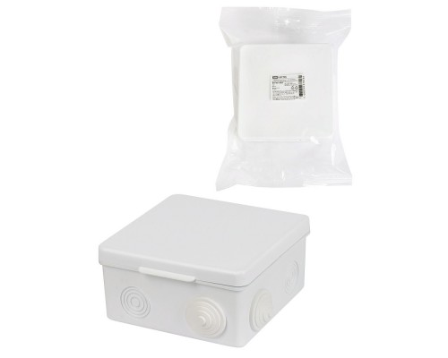TDM SQ1401-0923 Распаячная коробка ОП 100х100х55мм, крышка, IP54, 8вх., белая, инд. штрихкод