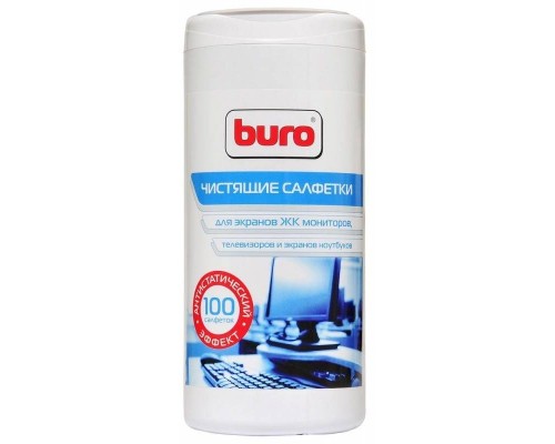 Туба с чистящими салфетками Buro BU-Ascreen для экранов мониторов/плазменных/ЖК телевизоров/ноутбуков туба 100шт 483759