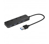 HARPER HUB-04MB Black USB-концентратор, Интерфейс: 4 х USB 3.2, 1 х Micro USB Переходник: USB 3.0 / Type-C, Скорость передачи данных: до 5 Гб/с, Материал корпуса: Алюминий, Индикатор работы устройств
