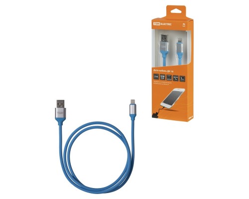 TDM SQ1810-0318 Дата-кабель, ДК 18, USB - Lightning, 1 м, силиконовая оплетка, голубой,