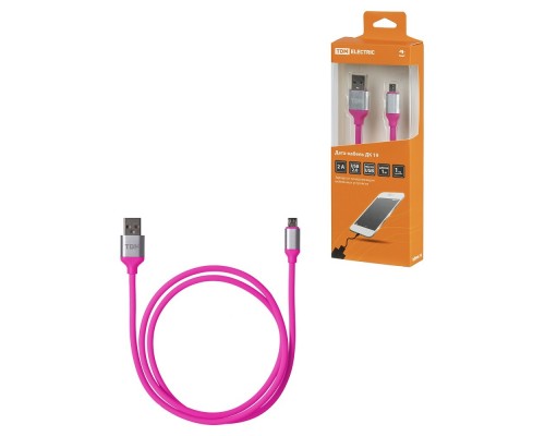 TDM SQ1810-0319 Дата-кабель, ДК 19, USB - micro USB, 1 м, силиконовая оплетка, розовый,